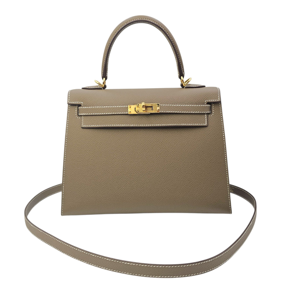 Sellier Kelly 25 Etoupe in Epsom Gold hardware