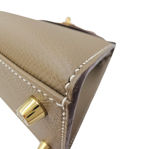 Sellier Kelly 25 Etoupe in Epsom Gold hardware
