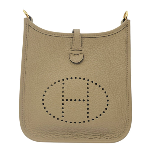 Evelyne short Mini Beige Marfa in Clemence Gold hardware