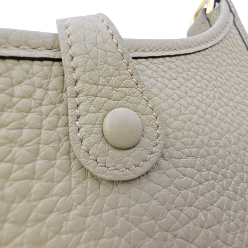 Evelyne short Mini Beige Marfa in Clemence Gold hardware