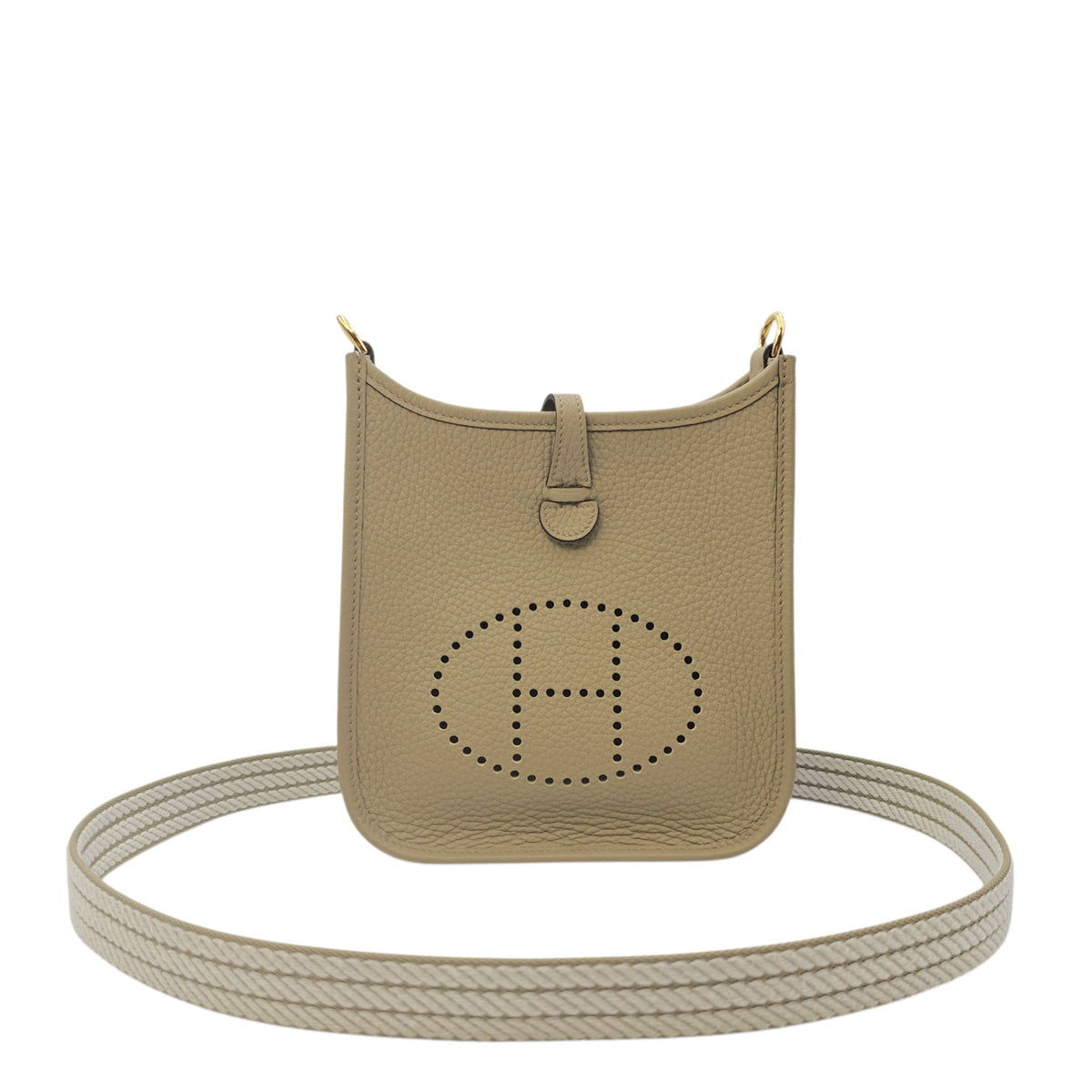Evelyne short Mini Beige Marfa in Clemence Gold hardware