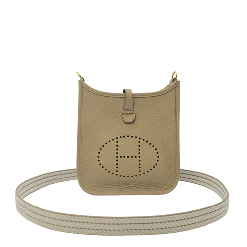 Evelyne short Mini Beige Marfa in Clemence Gold hardware