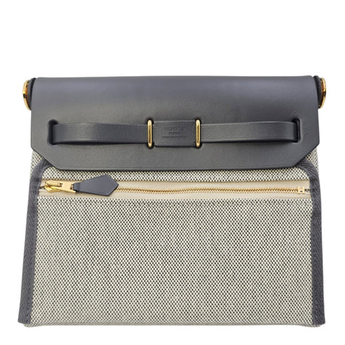 Herbag Mini Ardoise/Ecru-Ardoise in Vache Hunter/Toile H Viking Gold hardware