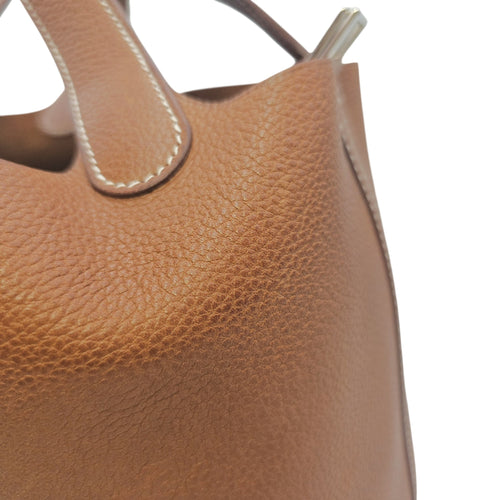Picotin 18 Fauve in Barenia Faubourg Palladium hardware