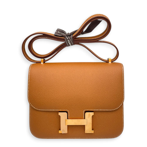 Constance Mirror 18 Gold in Epsom Rose Gold hardware