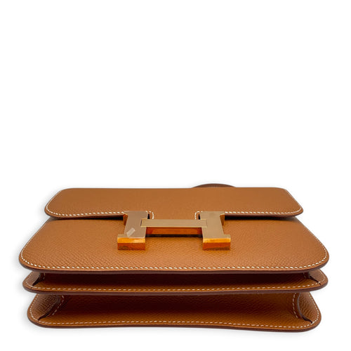 Constance Mirror 18 Gold in Epsom Rose Gold hardware