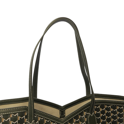 M Cabas Small Green Tote Bag in Coated Canvas