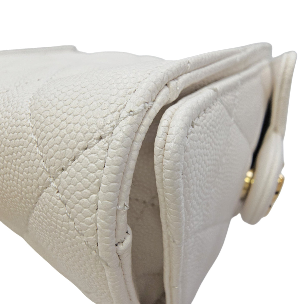 C25 Mini White Bucket Bag in Caviar Leather Gold hardware