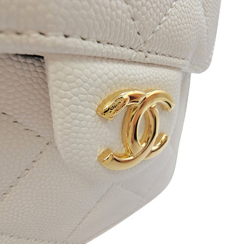 C25 Mini White Bucket Bag in Caviar Leather Gold hardware