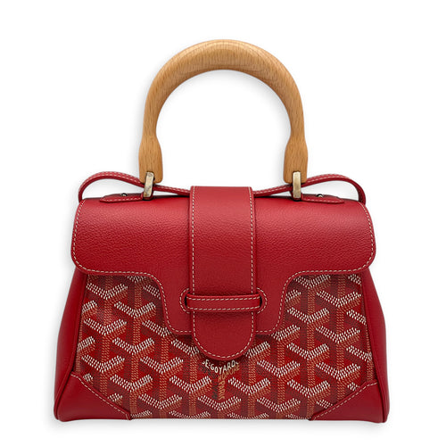 Mini Souple Saigon  Mini Red  Top Handle Bag in Coated Canvas Silver hardware