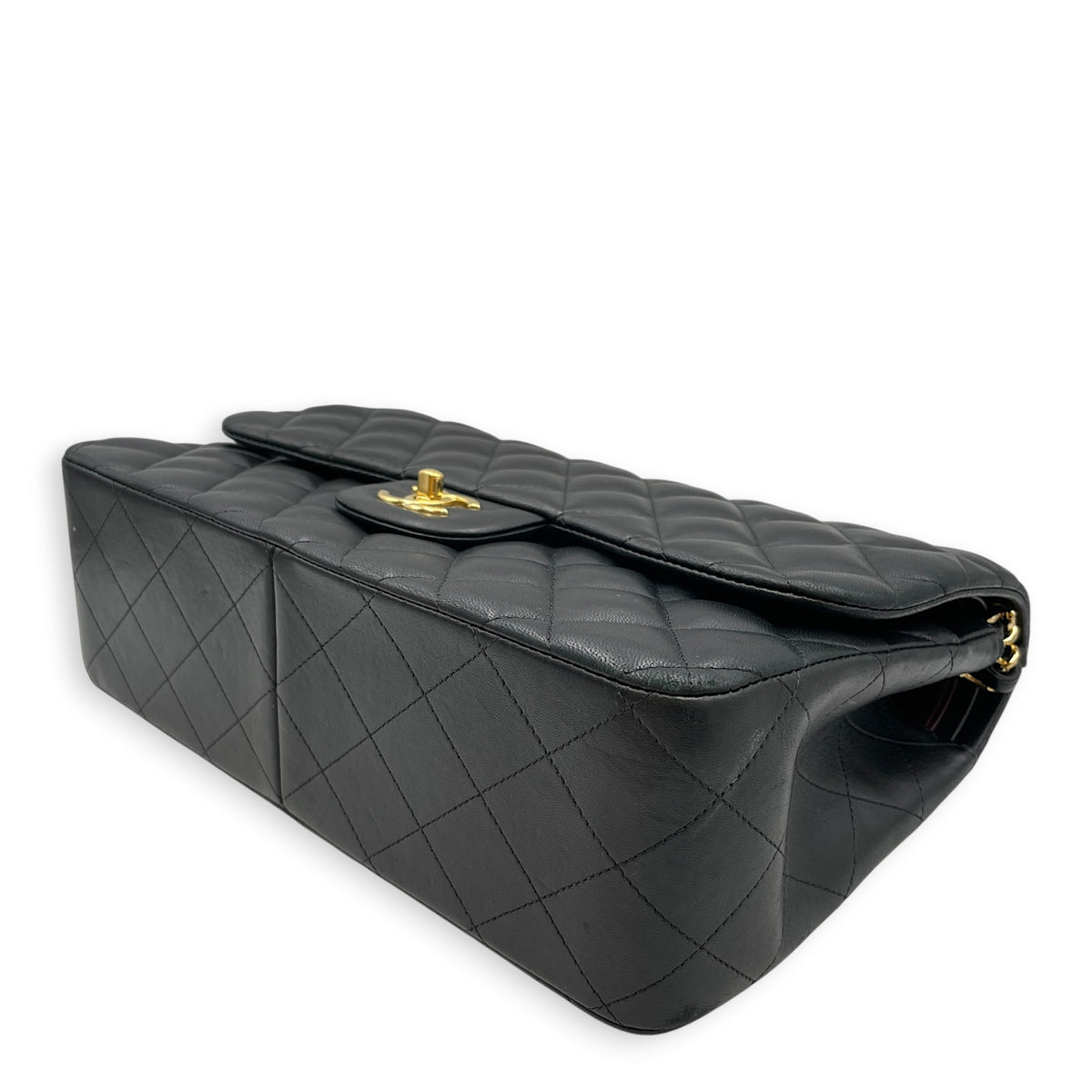 Classic Jumbo Black Shoulder Bag in Lambskin Gold hardware