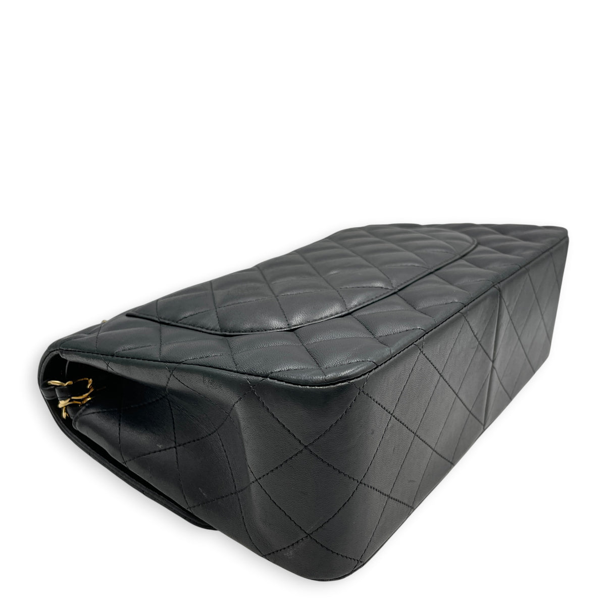 Classic Jumbo Black Shoulder Bag in Lambskin Gold hardware