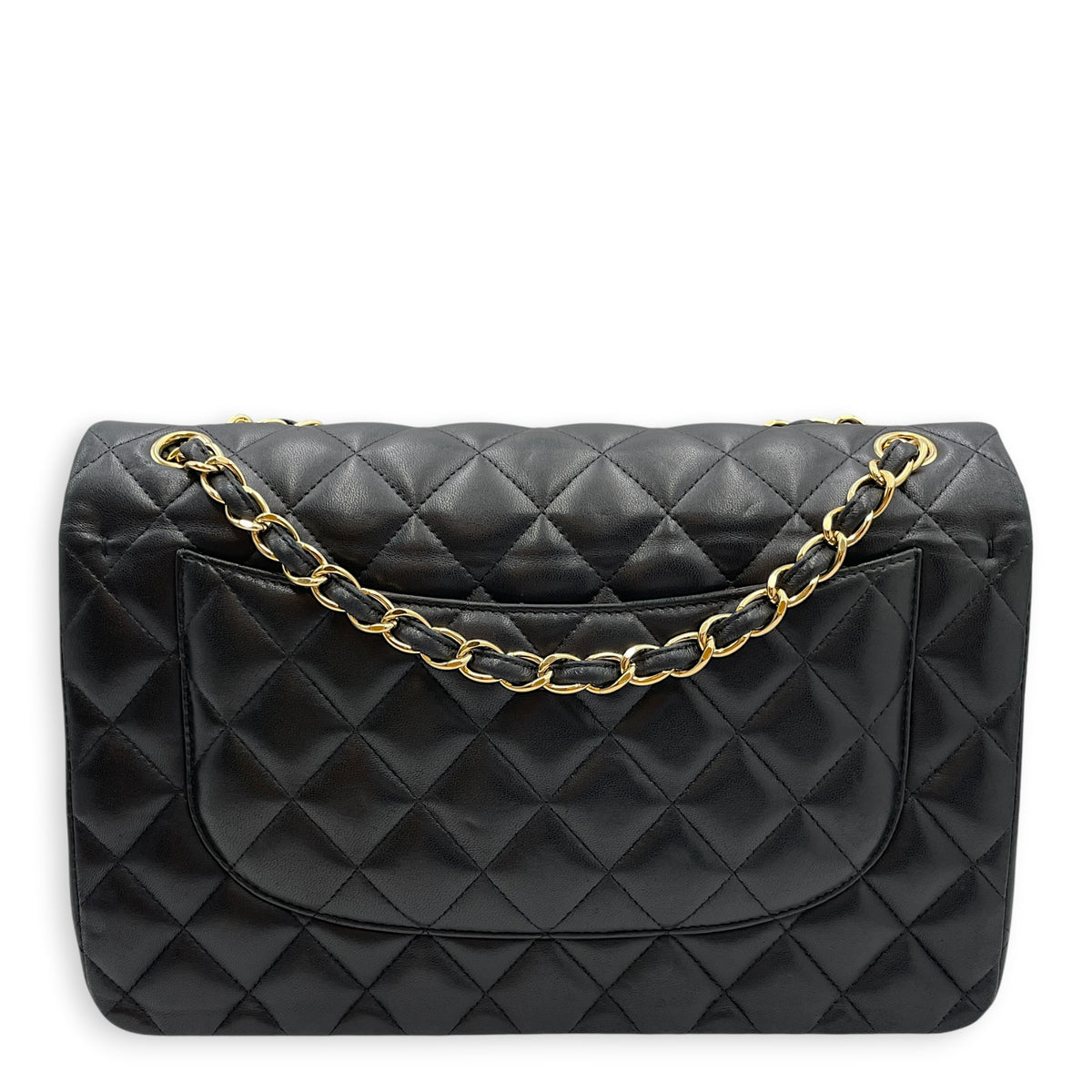 Classic Jumbo Black Shoulder Bag in Lambskin Gold hardware
