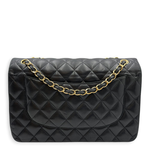 Classic Jumbo Black Shoulder Bag in Lambskin Gold hardware