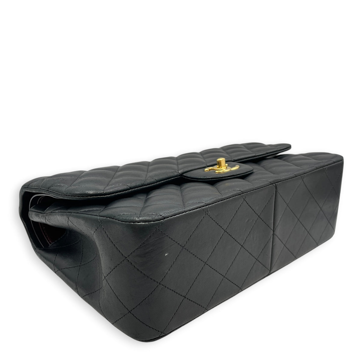 Classic Jumbo Black Shoulder Bag in Lambskin Gold hardware