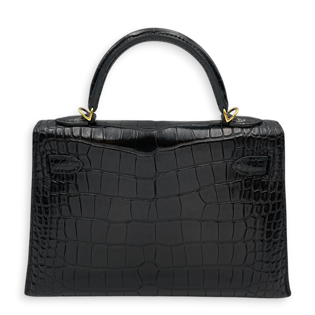 Sellier Kelly 20 Noir in Matte Alligator Gold hardware