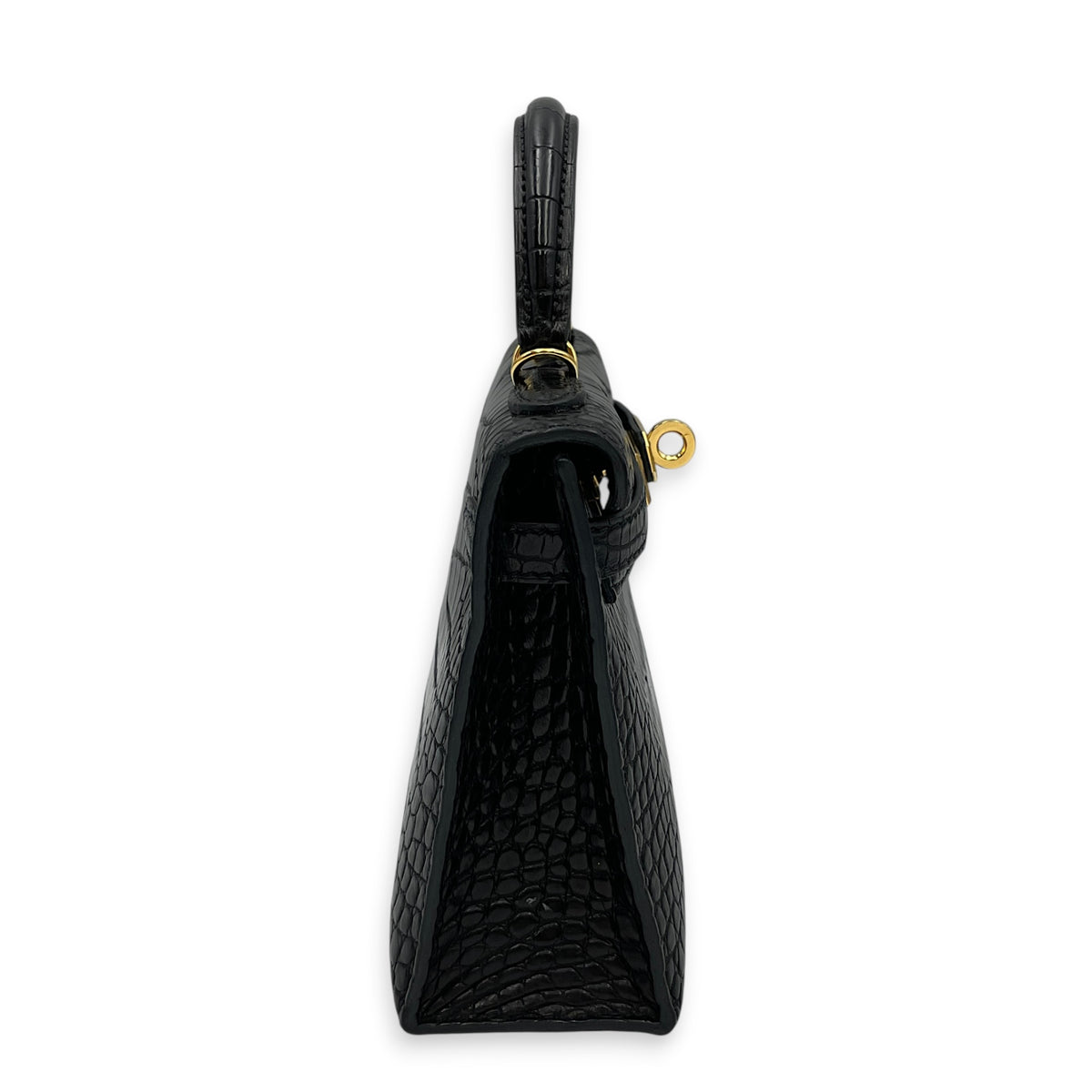 Sellier Kelly 20 Noir in Matte Alligator Gold hardware