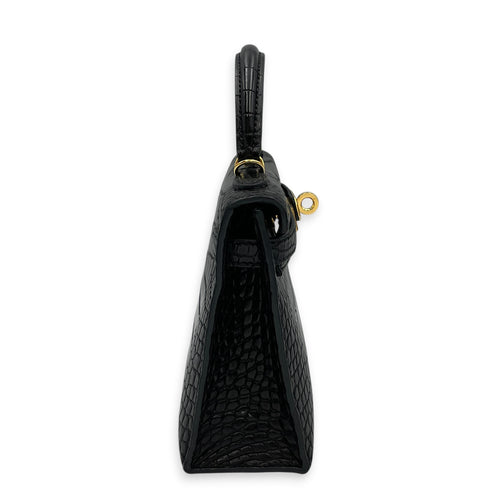 Sellier Kelly 20 Noir in Matte Alligator Gold hardware