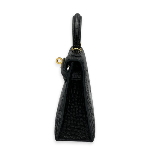 Sellier Kelly 20 Noir in Matte Alligator Gold hardware