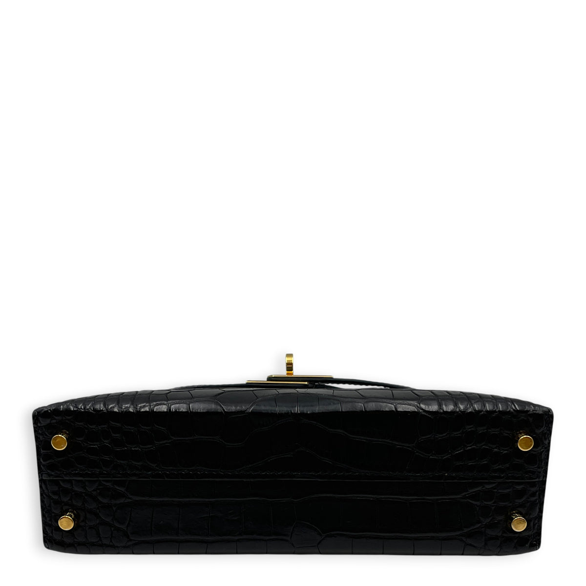Sellier Kelly 20 Noir in Matte Alligator Gold hardware