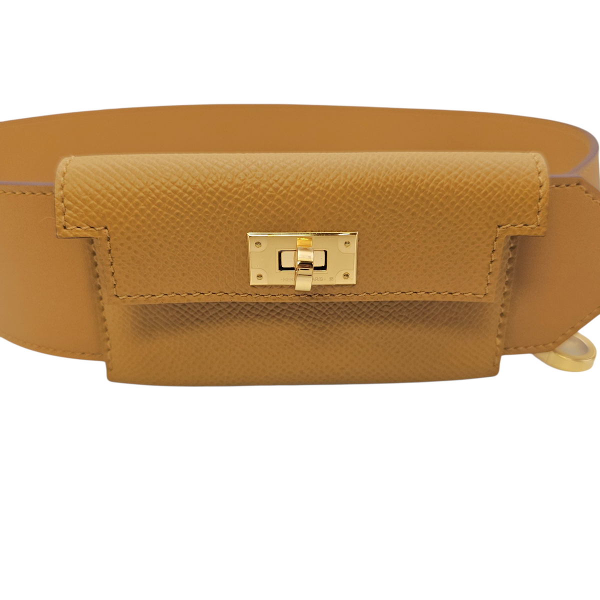 Kelly Pocket Bag Strap. 50mm by 70cm Sesame Bag Accessory in Epsom Gold hardware