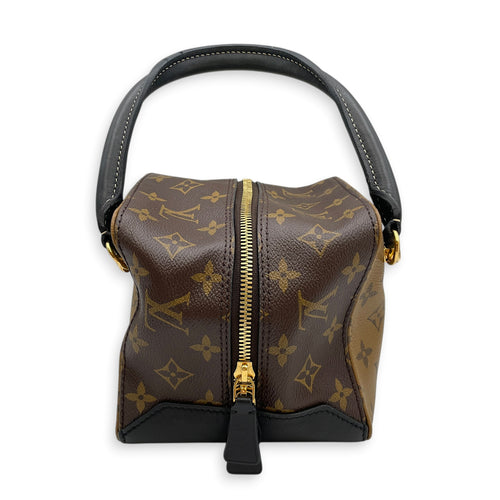 Reverse Monogram Square Bag  Brown Top Handle Bag in Monogram Coated Canvas Gold hardware