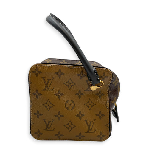 Reverse Monogram Square Bag  Brown Top Handle Bag in Monogram Coated Canvas Gold hardware