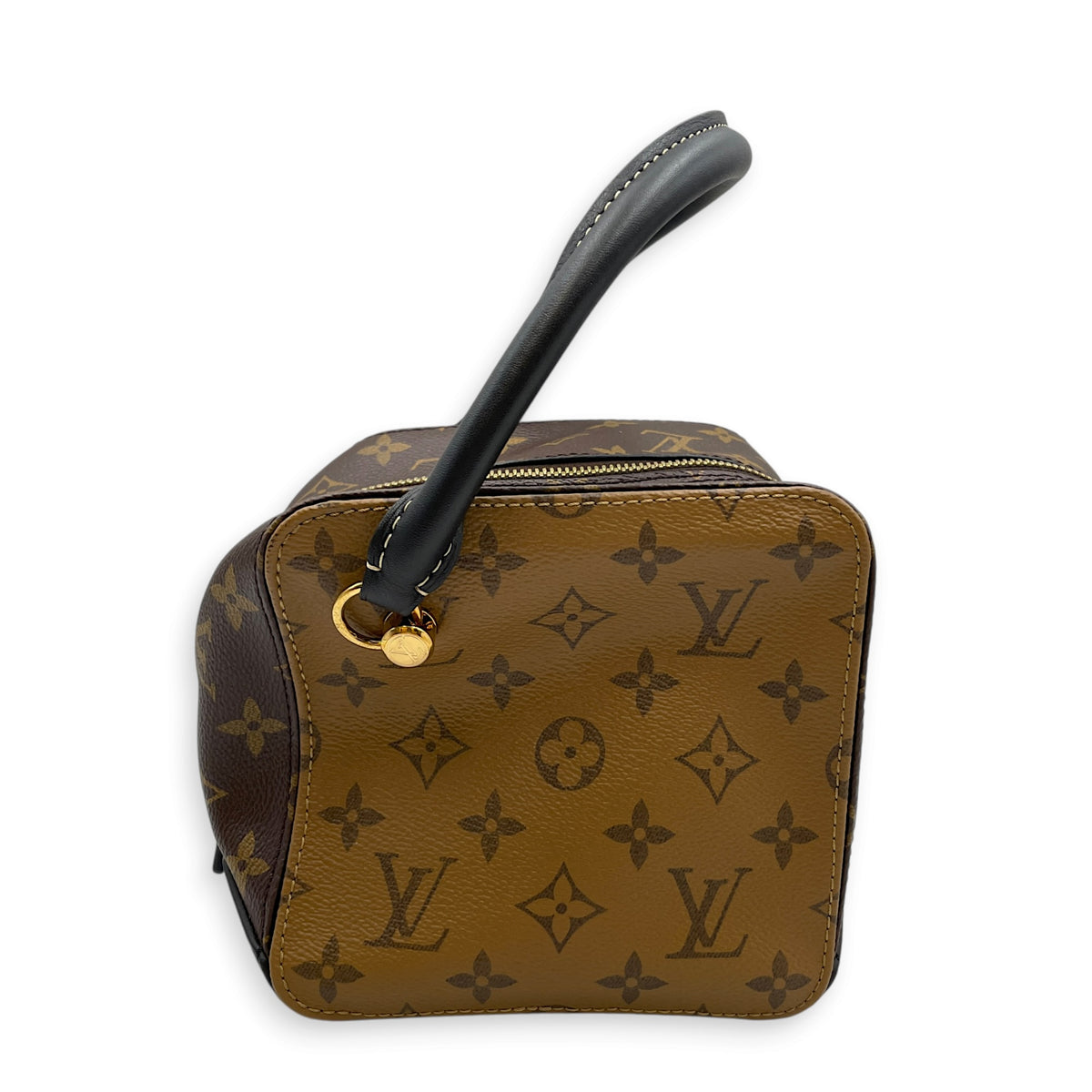 Reverse Monogram Square Bag  Brown Top Handle Bag in Monogram Coated Canvas Gold hardware