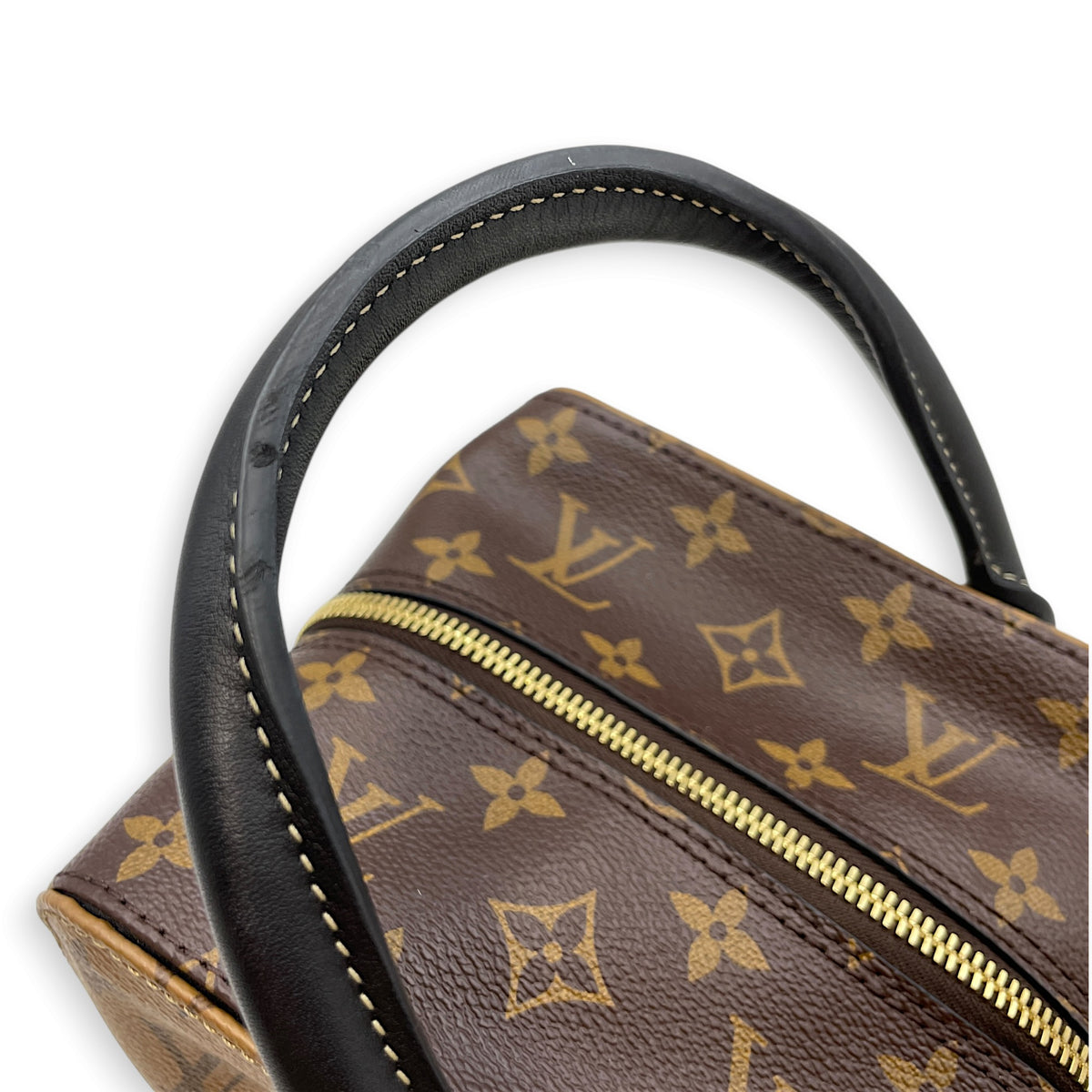 Reverse Monogram Square Bag  Brown Top Handle Bag in Monogram Coated Canvas Gold hardware
