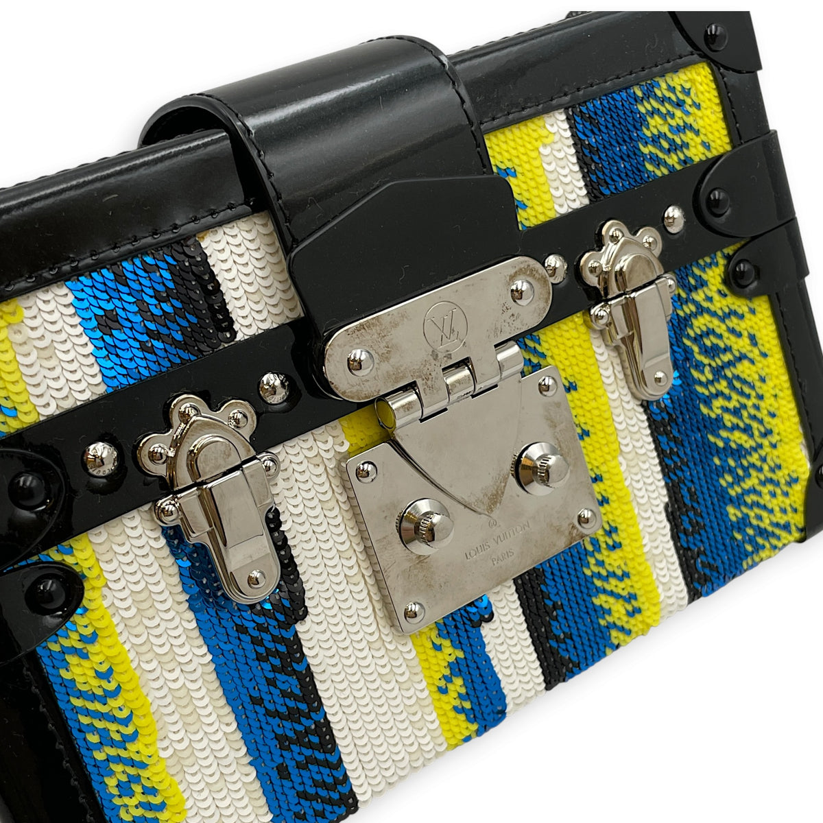 Petite Malle Souple Multi-colour Clutch in Sequins Silver hardware