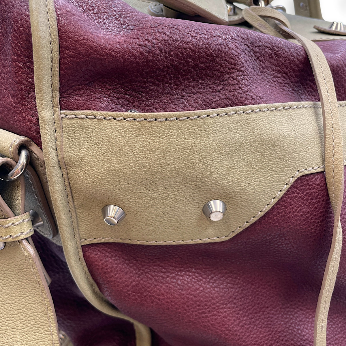 Vintage Motorcycle Garment Travel  Multi-colour Tote Bag in Calfskin Silver hardware