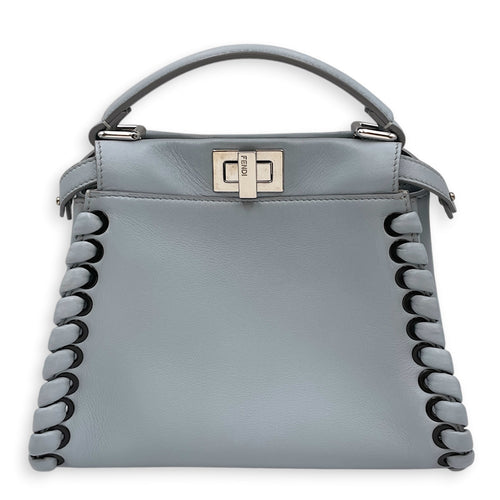 Peekaboo Mini Blue Top Handle Bag in Nappa Leather Silver hardware