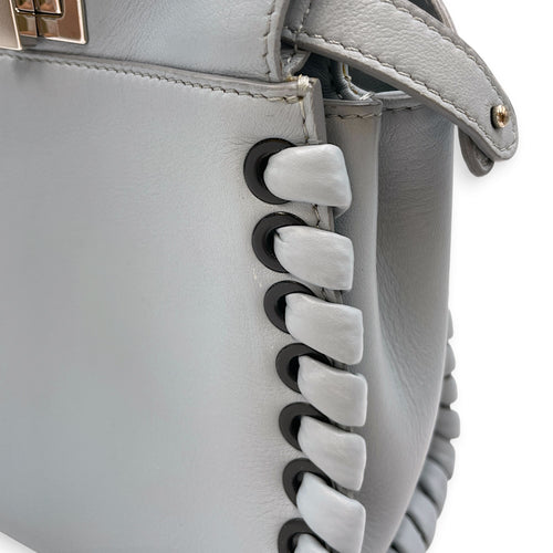 Peekaboo Mini Blue Top Handle Bag in Nappa Leather Silver hardware