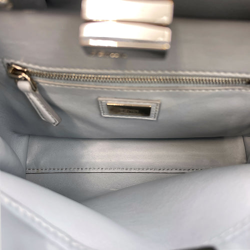 Peekaboo Mini Blue Top Handle Bag in Nappa Leather Silver hardware