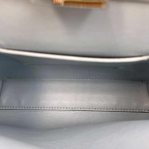 Peekaboo Mini Blue Top Handle Bag in Nappa Leather Silver hardware