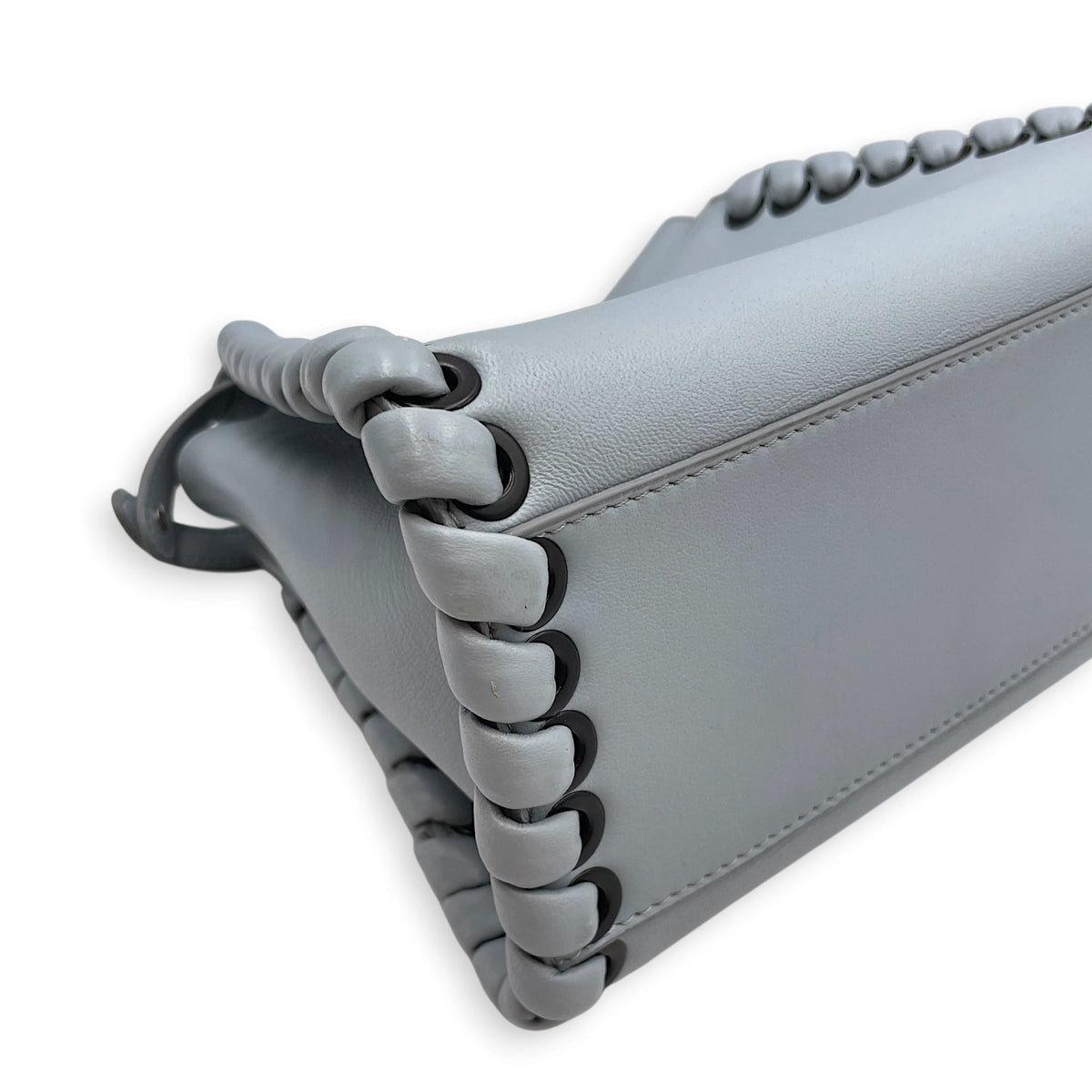 Peekaboo Mini Blue Top Handle Bag in Nappa Leather Silver hardware