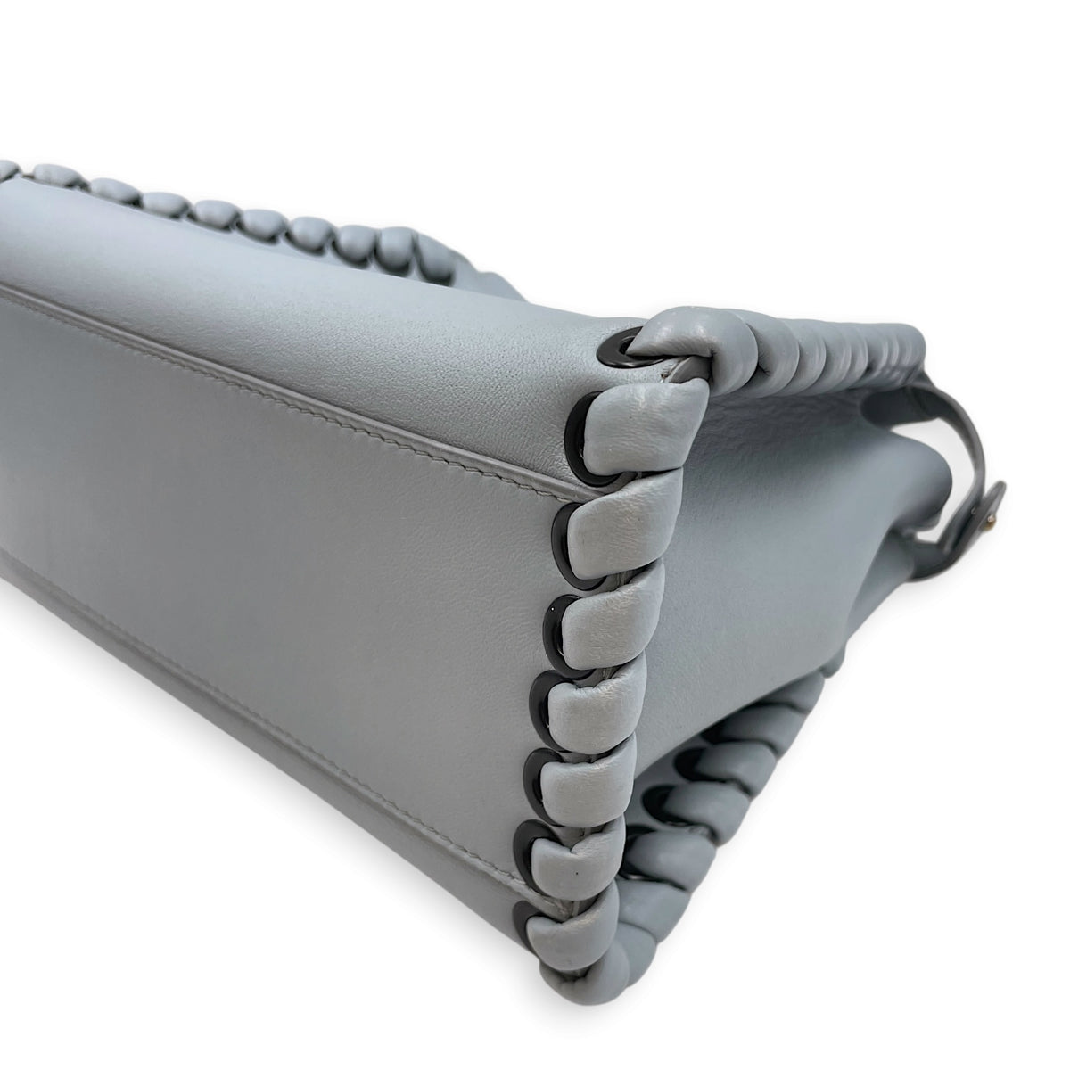 Peekaboo Mini Blue Top Handle Bag in Nappa Leather Silver hardware