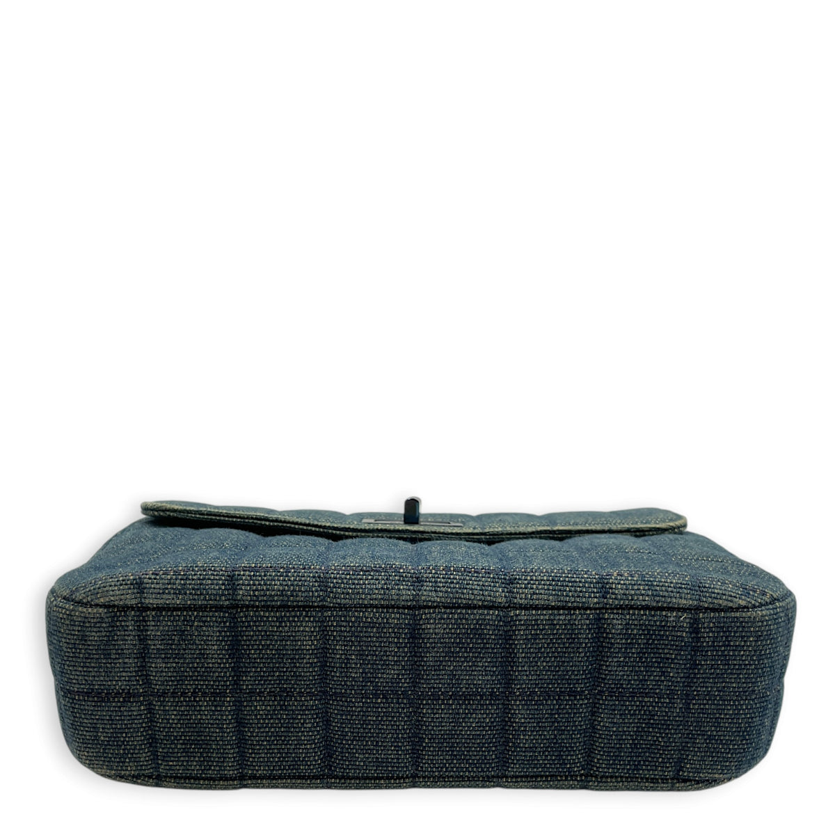Vintage Denim Quilted Chocolate Bar Mademoiselle  Blue Top Handle Bag in Denim Monochrome hardware