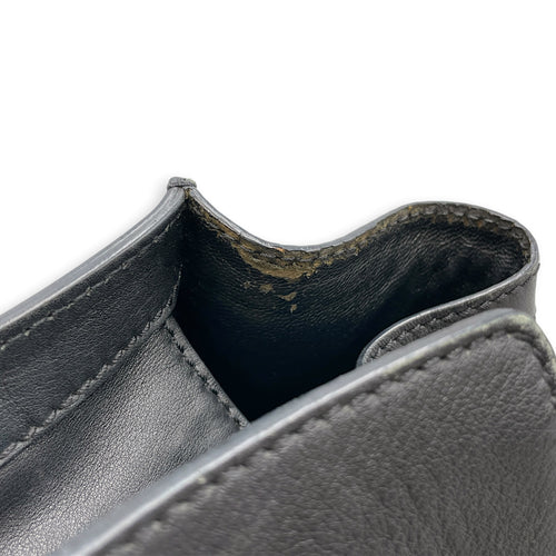 Micro Luggage  Nano  Black Top Handle Bag in Denim Gold hardware