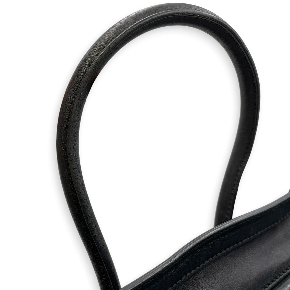 Micro Luggage  Nano  Black Top Handle Bag in Denim Gold hardware