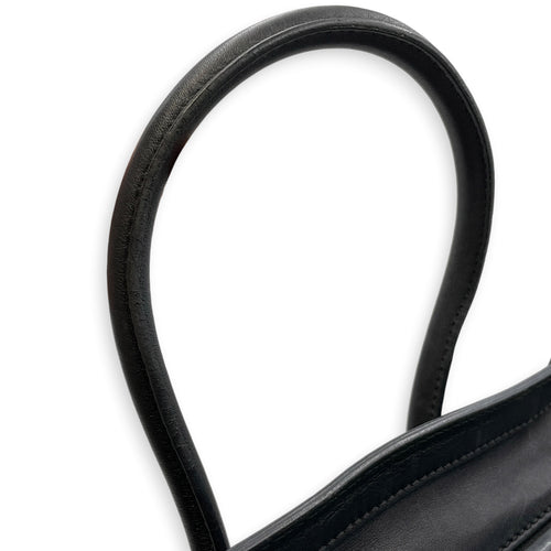 Micro Luggage  Nano  Black Top Handle Bag in Denim Gold hardware