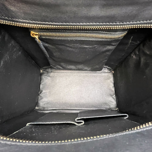 Micro Luggage  Nano  Black Top Handle Bag in Denim Gold hardware