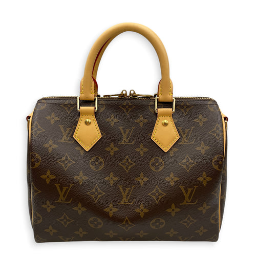 Speedy Bandouliere Monogram Brown Top Handle Bag in Monogram Coated Canvas Gold hardware
