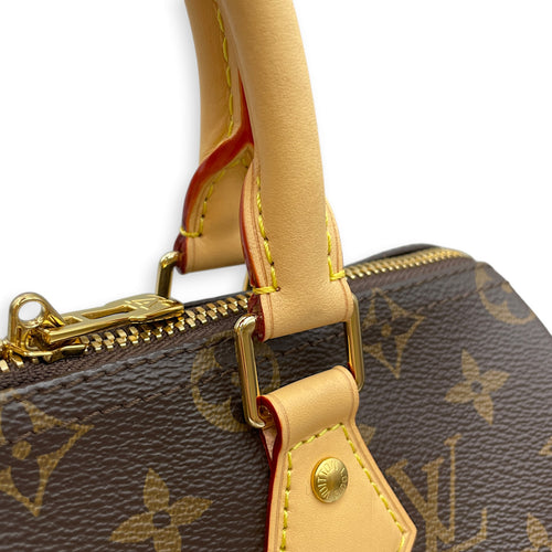 Speedy Bandouliere Monogram Brown Top Handle Bag in Monogram Coated Canvas Gold hardware