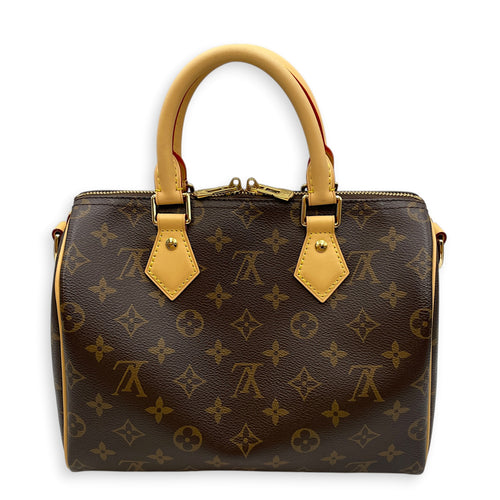 Speedy Bandouliere Monogram Brown Top Handle Bag in Monogram Coated Canvas Gold hardware