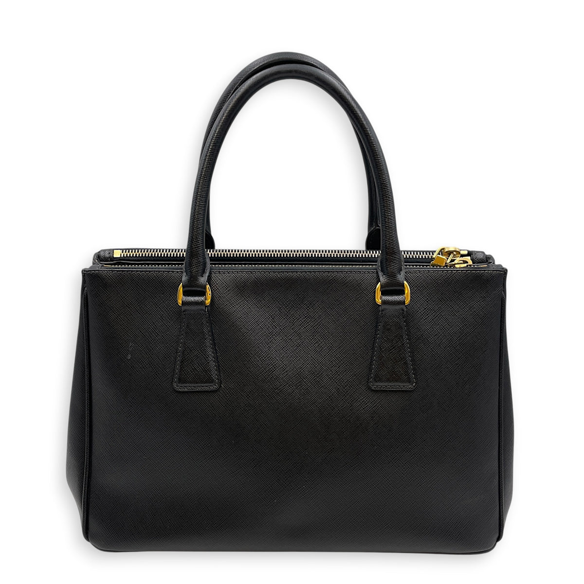 Galleria Medium Nero Top Handle Bag in Saffiano Leather Gold hardware