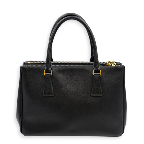 Galleria Medium Nero Top Handle Bag in Saffiano Leather Gold hardware