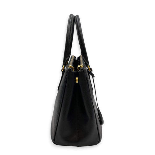 Galleria Medium Nero Top Handle Bag in Saffiano Leather Gold hardware