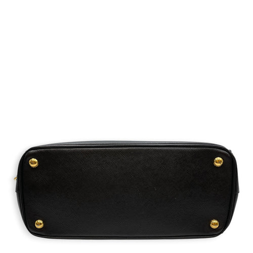 Galleria Medium Nero Top Handle Bag in Saffiano Leather Gold hardware