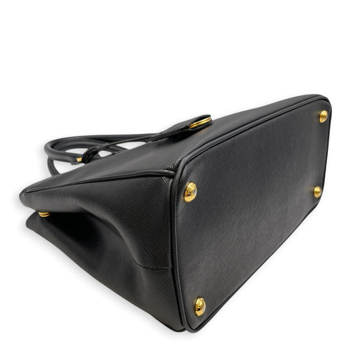 Galleria Medium Nero Top Handle Bag in Saffiano Leather Gold hardware